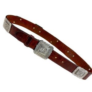 Brighton Vintage Leather Concho Belt Made In The U.S.A.